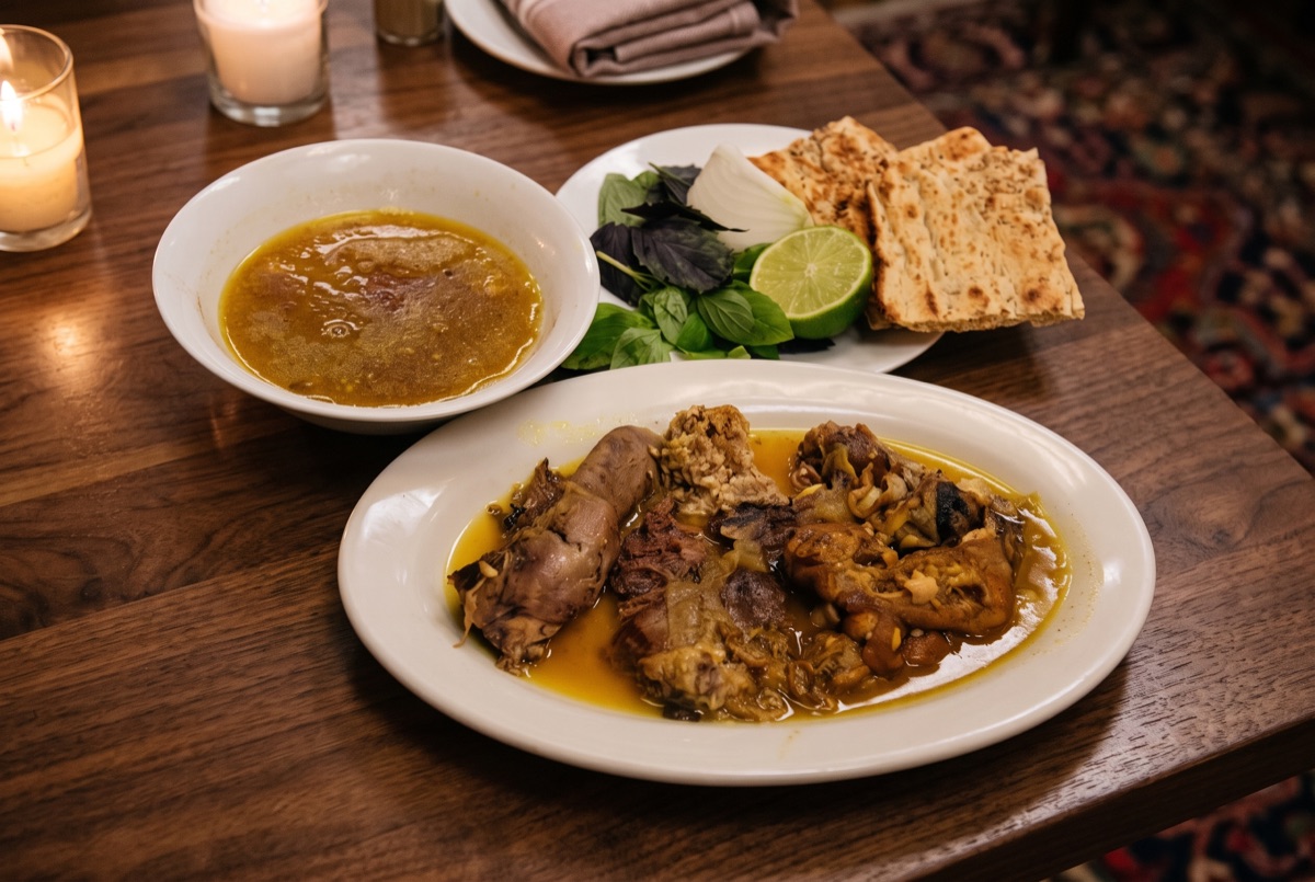 Kalleh Pacheh · Sheep's head and trotters slow-simmered overnight into a rich, gelatinous broth, a hearty traditional Persian…