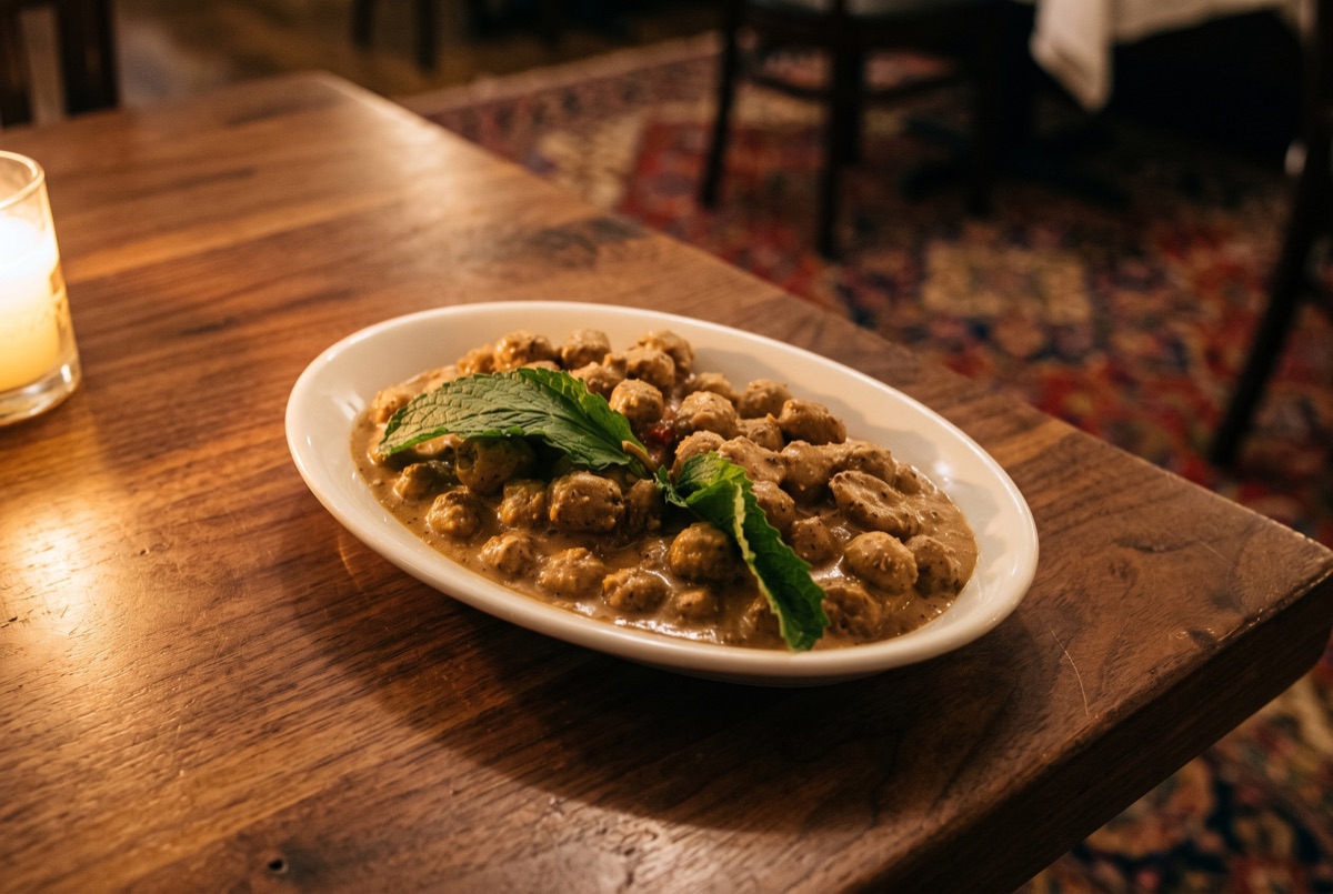 Olives nut (Parvardeh) · Persian marinated olives crushed with walnuts and pomegranate molasses, blended with herbs for a…