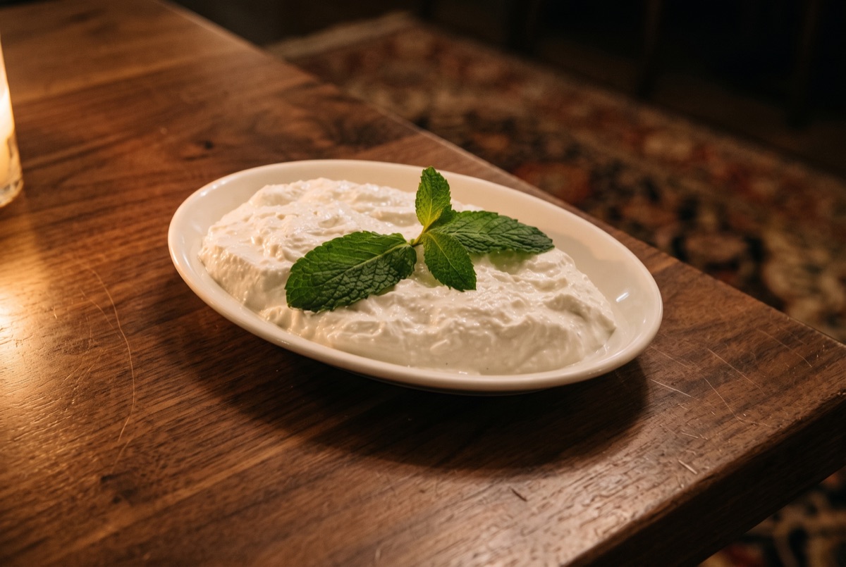 Small Mast-o-Mousir · A small serving of thick strained yogurt blended with slow-cooked shallots, the tangy, savory Persian…